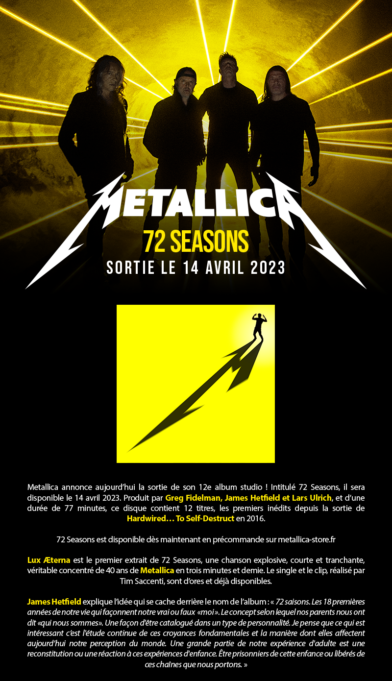 METALLICA premier extrait de leur nouvel album. A voir en concert Stade
