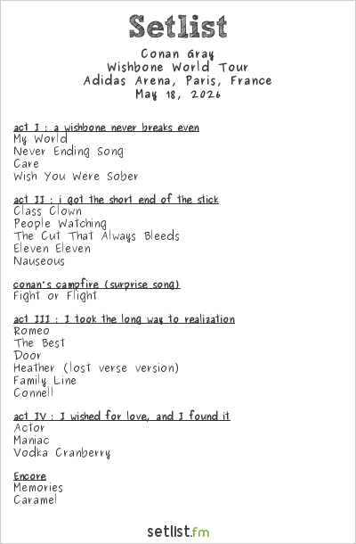 Setlist Conan Gray